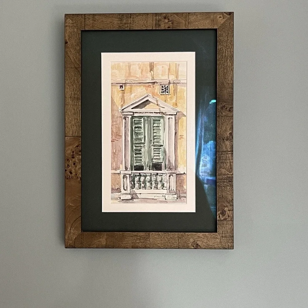 Watercolor Florence 1998 Villa Door Signed By Artist See Signature Beige Green - Picture 1 of 16